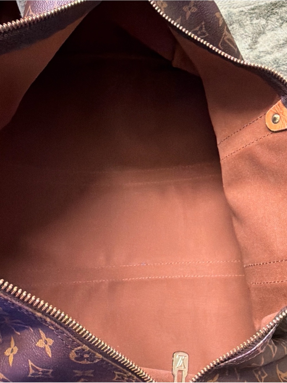 Authentic!Louis Vuitton Brown Monogram Duffel with Tan Leather Trim - Picture 12 of 16